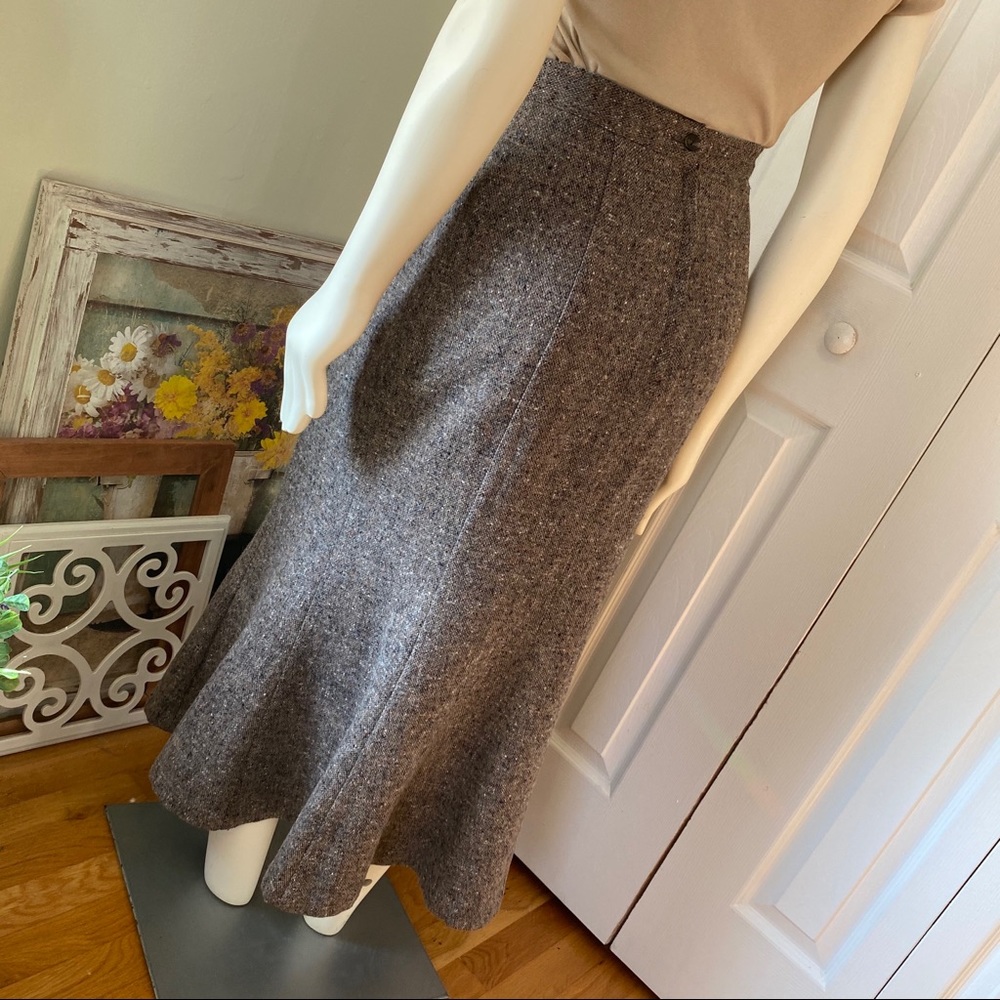 👒 Vintage Lew Magram Neutral Wool Maxi Skirt - Picture 8 of 13